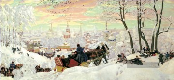 Kinder Werke - Ankunft für Shrovetide 1916 Boris Mikhailovich Kustodiev Kinder Kinder Impressionismus